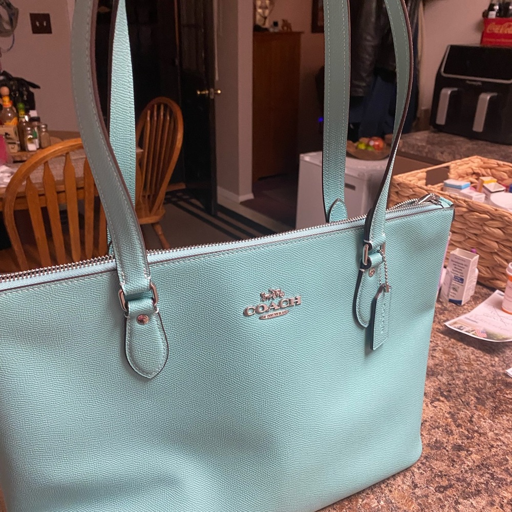 Coach Women's Light Blue/Green Tote Bag Brand New